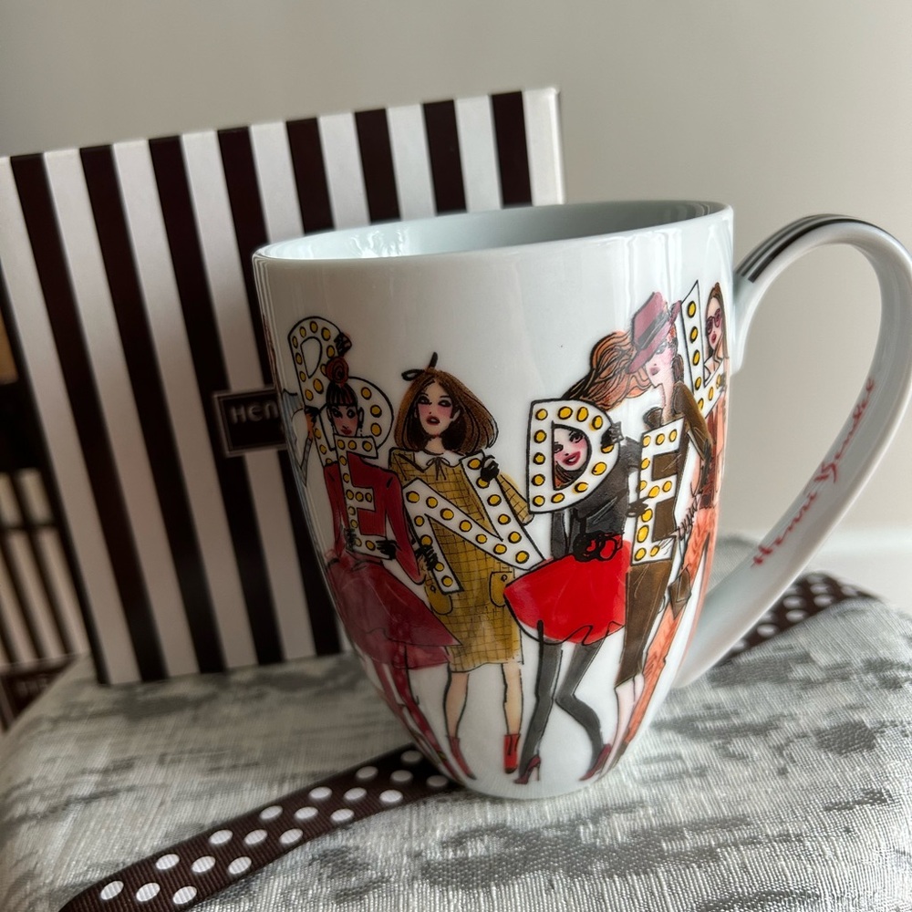 Henri Bendel Mug porcelain girls holding letters